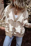 Star Button Up Long Sleeve Cardigan - Trendsi - Flyclothing LLC