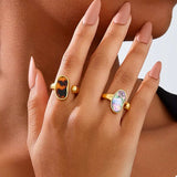18K Gold-Plated Oval Open Ring - Trendsi - Flyclothing LLC