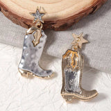 Western Cowboy Boot Star Dangle Earrings - Trendsi - Flyclothing LLC