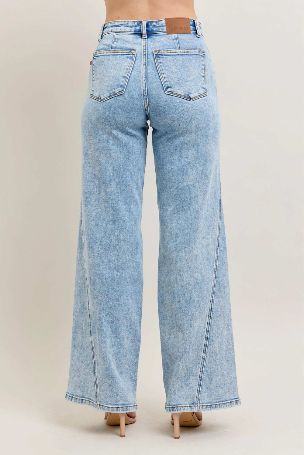 Judy Blue Full Size High Waist Wide Leg Jeans with Skewed Inseam Plus Size - Trendsi - Flyclothing LLC