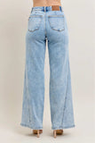 Judy Blue Full Size High Waist Wide Leg Jeans with Skewed Inseam Plus Size - Trendsi - Flyclothing LLC