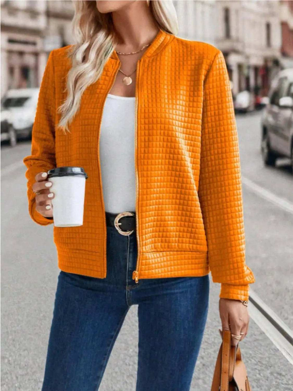 Zip Up Long Sleeve Jacket - Trendsi - Flyclothing LLC