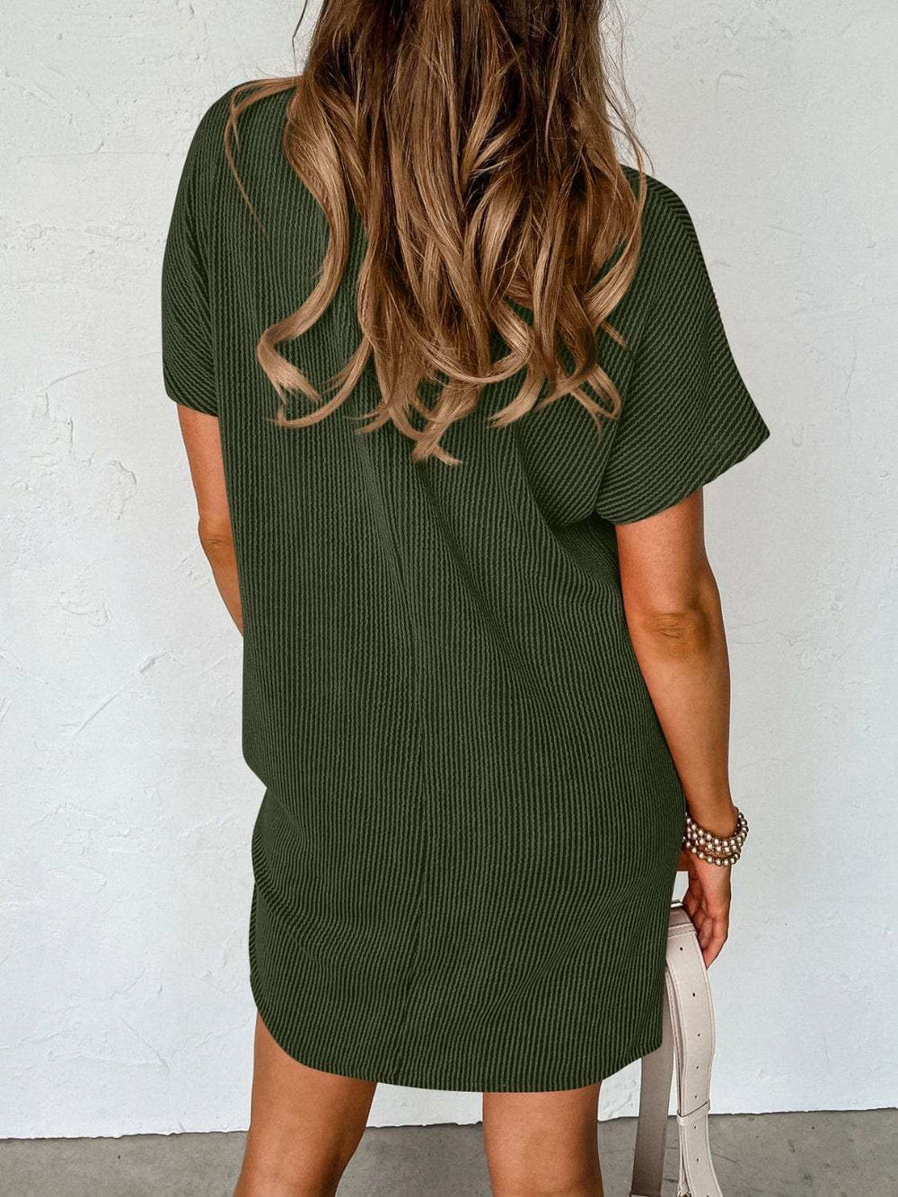Round Neck Short Sleeve Mini Dress - Trendsi - Flyclothing LLC
