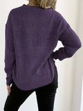 Textured Knit Relaxed Fit Round Neck Sweater - Trendsi - Flyclothing LLC