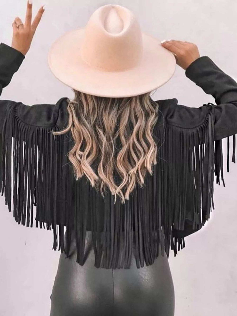 Fringe Open Front Cropped Jacket - Trendsi - Flyclothing LLC