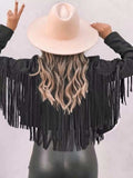 Fringe Open Front Cropped Jacket - Trendsi - Flyclothing LLC