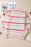 Plus Size Confetti Striped Round Neck Sweater - Trendsi - Flyclothing LLC