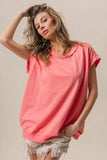 BiBi French Terry Drop Shoulder Basic Top - Trendsi - Flyclothing LLC
