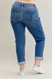 Judy Blue Full Size Mid Rise BF Classic Cuffed Jeans Plus Size - Trendsi - Flyclothing LLC