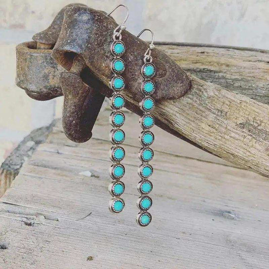 Artificial Turquoise Alloy Bar Earrings - Trendsi - Flyclothing LLC