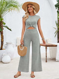 Twisted Round Neck Cap Sleeve Jumpsuit - Trendsi - Flyclothing LLC