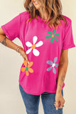 Flower Round Neck Short Sleeve T-Shirt - Trendsi - Flyclothing LLC