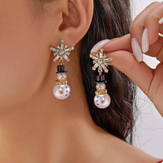 Christmas Snowman Drop Earrings - Trendsi - Flyclothing LLC