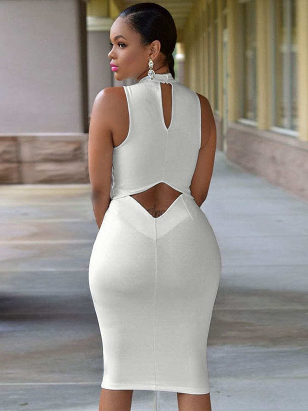 Cutout Mock Neck Sleeveless Dress - Trendsi - Flyclothing LLC