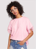 Round Neck Short Sleeve Top - Trendsi - Flyclothing LLC