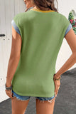 Contrast Trim Ribbed Knit Sleeveless Top - Trendsi - Flyclothing LLC