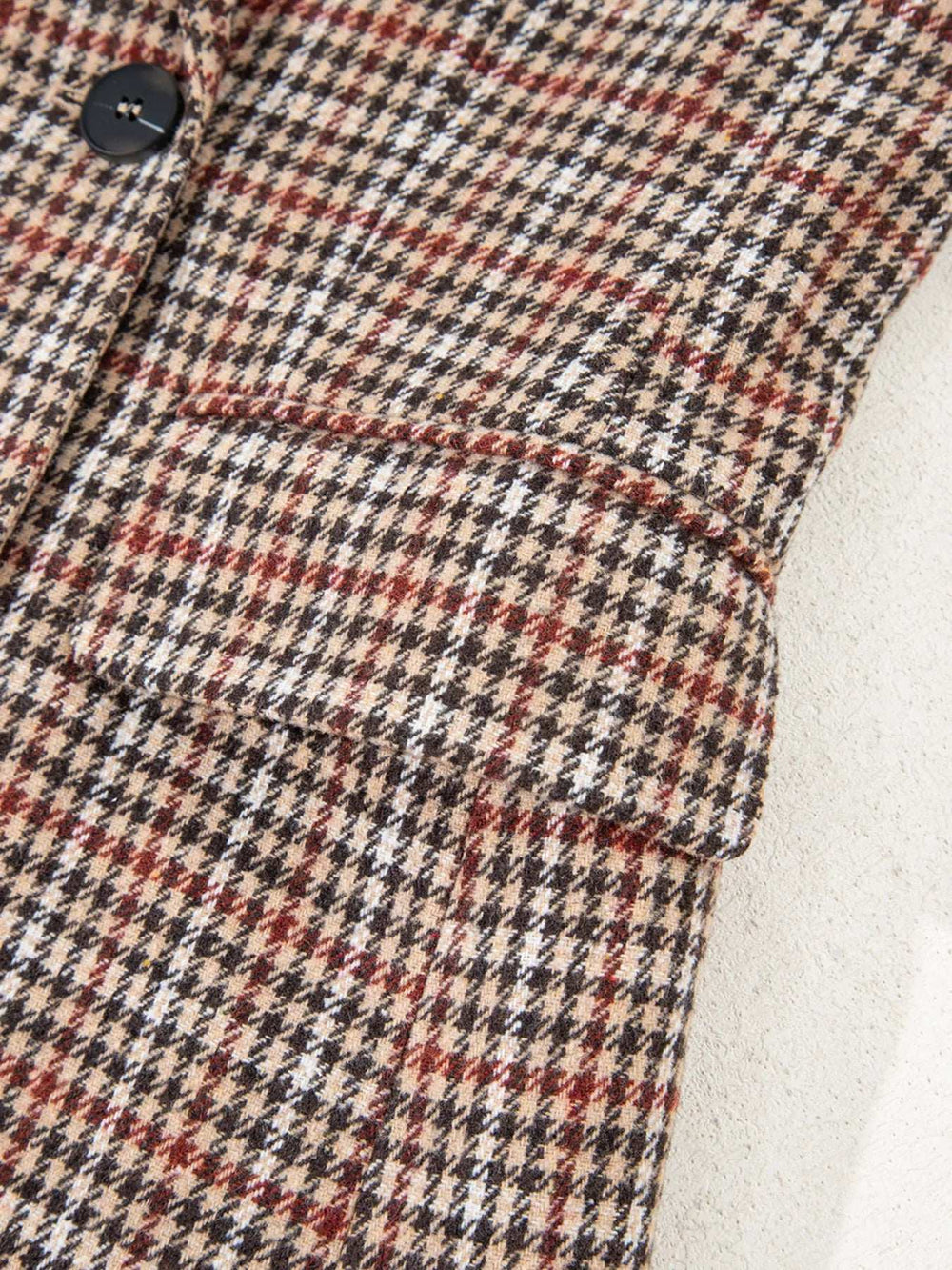 Houndstooth Lapel Collar Blazer - Trendsi - Flyclothing LLC