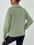 Honey Half Zip Dropped Shoulder Sweater - Trendsi - Flyclothing LLC