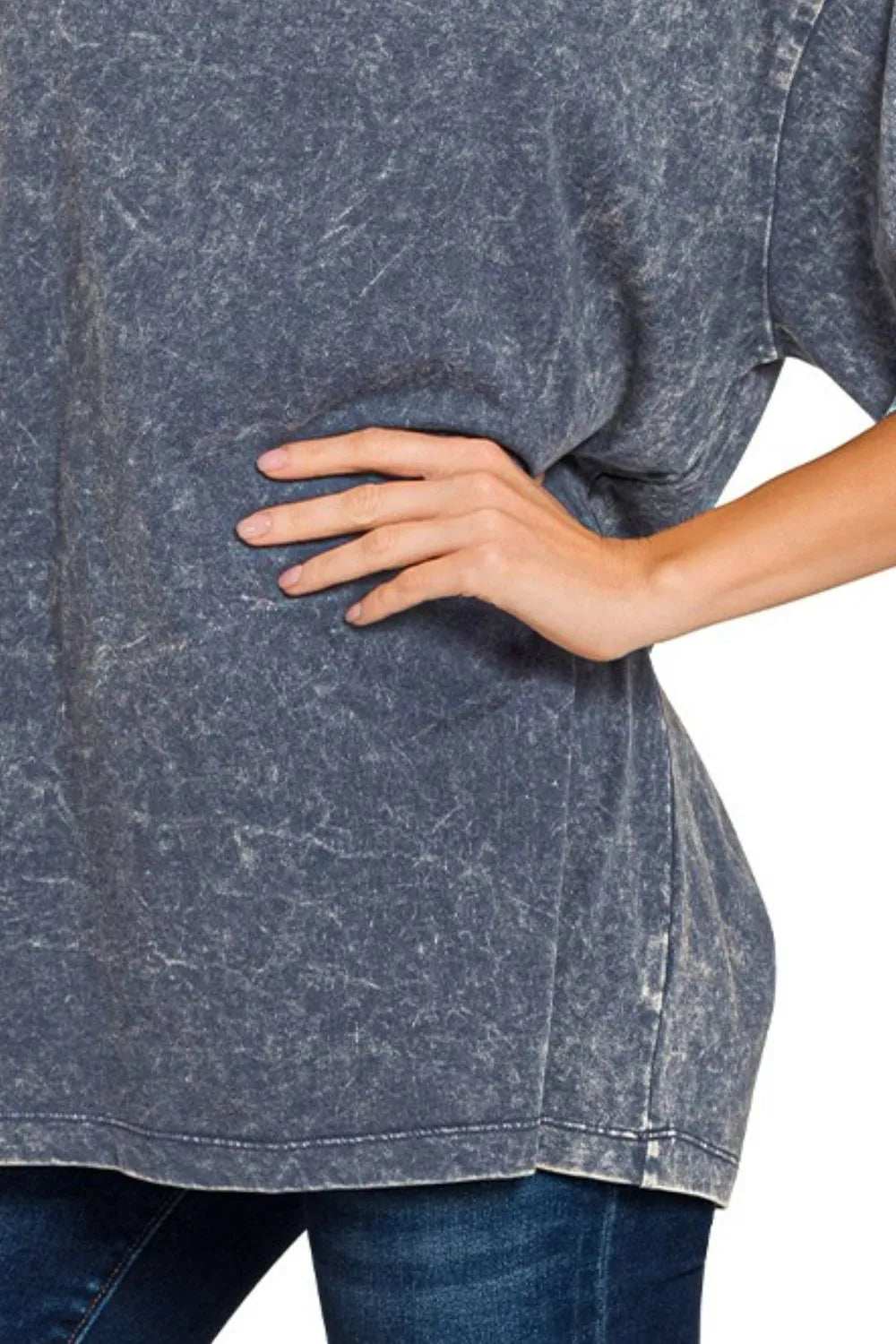 Zenana Washed Short Sleeve Top - Trendsi - Flyclothing LLC