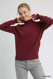 Umgee Ribbed Round Neck Sweater with Ruffle Contrast Trim - Trendsi - Flyclothing LLC