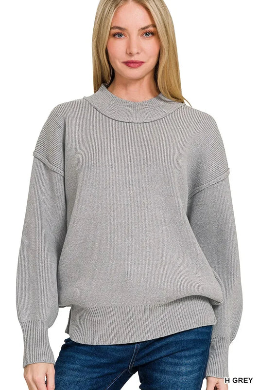 Zenana Wide Neckband Drop Shoulder Sweater - Trendsi - Flyclothing LLC