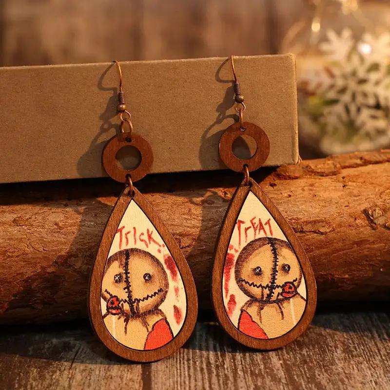 Wooden Teardrop Shape Earrings - Trendsi - Flyclothing LLC