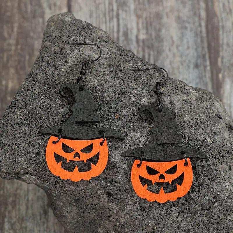 Wooden Pumpkin Shape Earrings - Trendsi - Flyclothing LLC