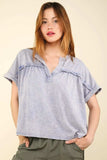VERY J Nochted Short Sleeve Washed T-Shirt - Trendsi - Flyclothing LLC