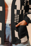 SO ME Checkered Open Front Cardigan with Pockets - Trendsi - Flyclothing LLC