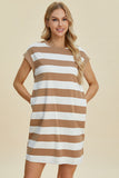 Basic Bae Full Size Striped Round Neck Cap Sleeve Mini Dress - ShopBasicbae - Flyclothing LLC