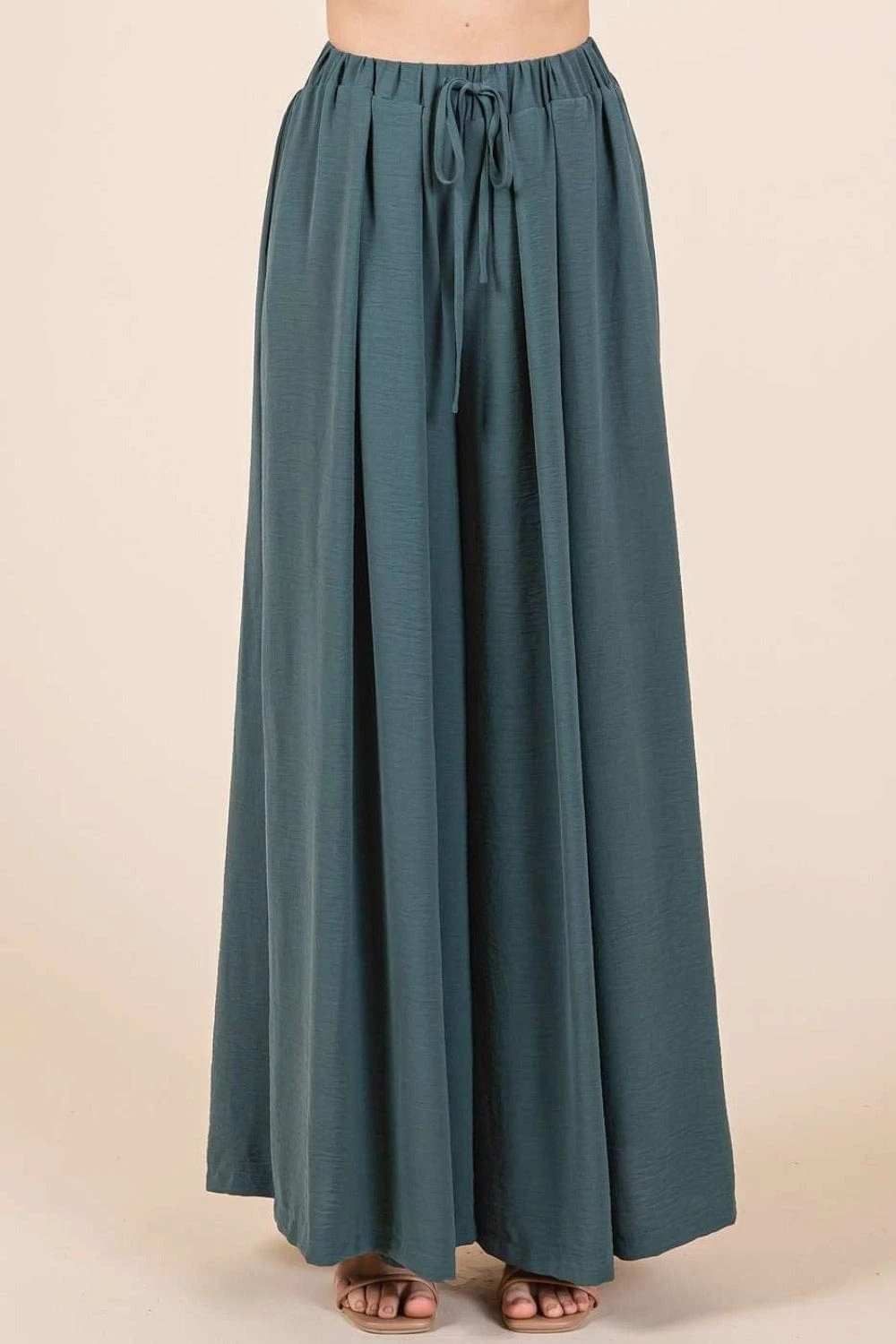 Mittoshop Pleated Wide Leg Pants - Trendsi - Flyclothing LLC