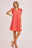 Umgee Full Size Johnny Collar Ruffle Cap Sleeve Tiered Dress Plus Size - Trendsi - Flyclothing LLC