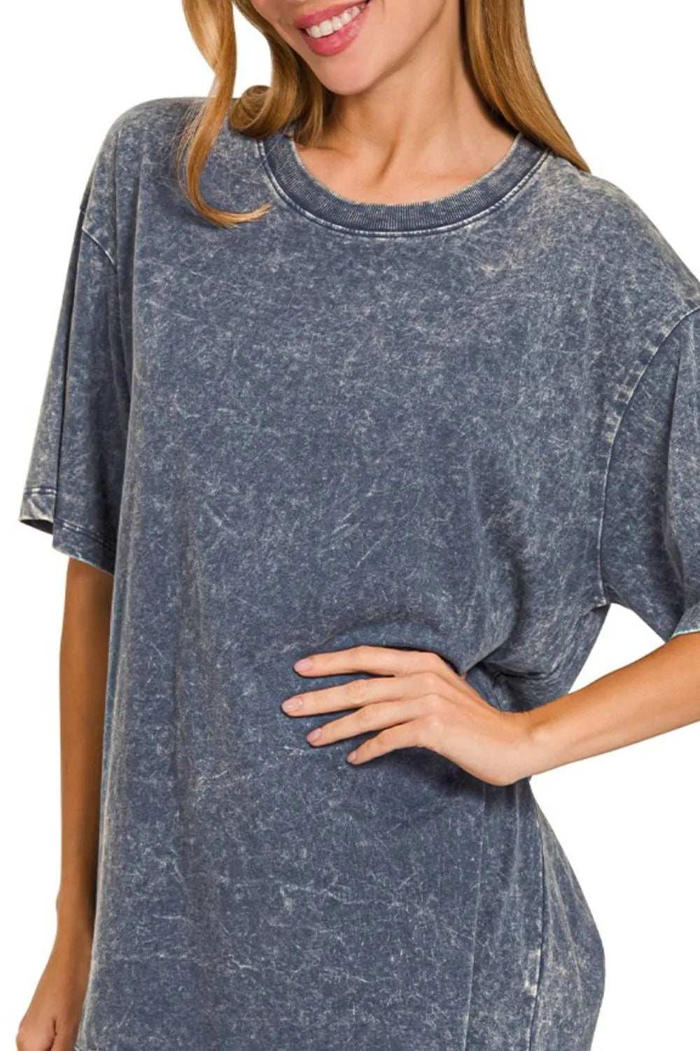 Zenana Washed Short Sleeve Top - Trendsi - Flyclothing LLC