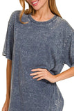 Zenana Washed Short Sleeve Top - Trendsi - Flyclothing LLC