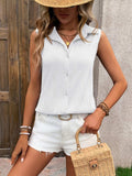 Button Up Collared Neck Tank - Trendsi - Flyclothing LLC