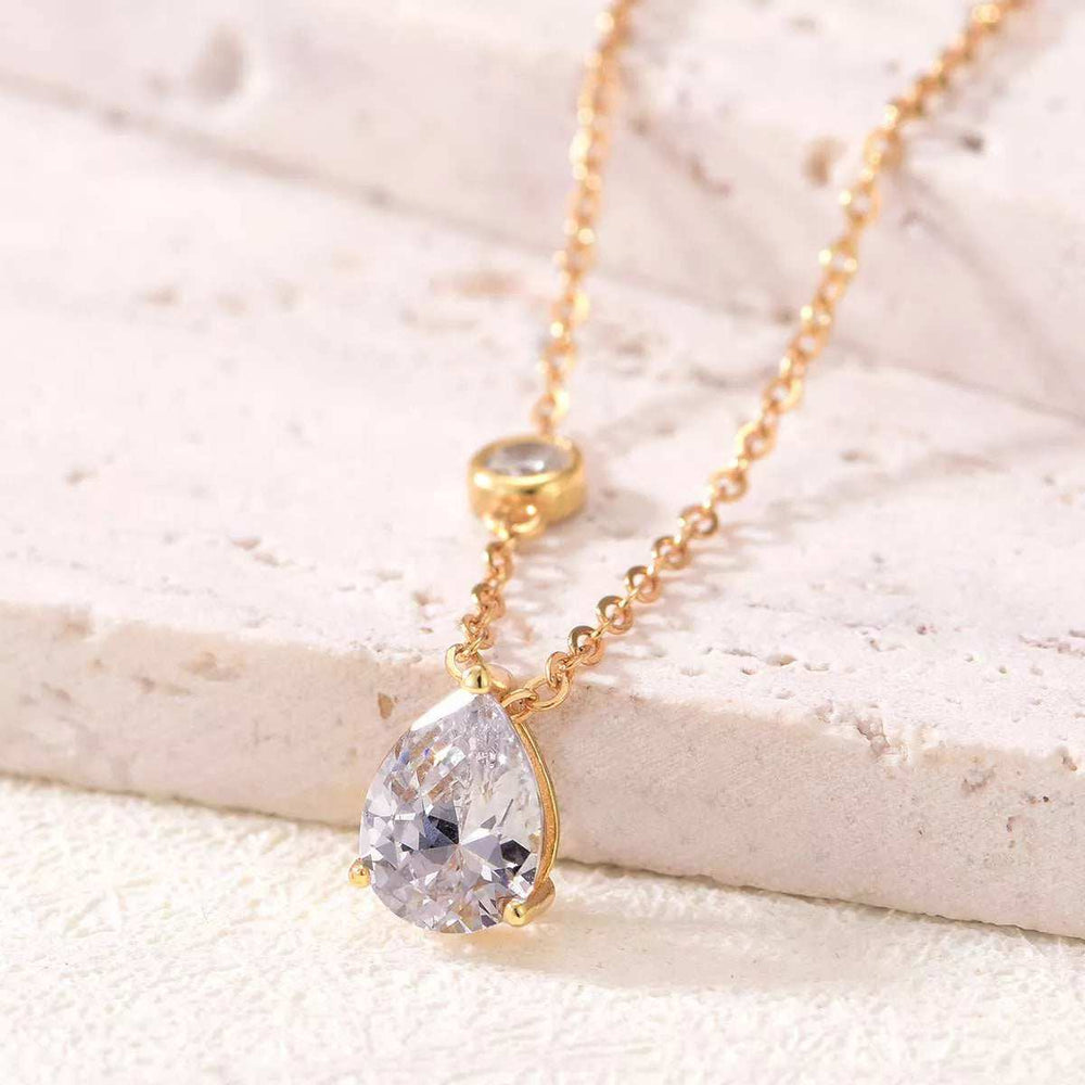 1.25 Carat Moissanite 925 Sterling Silver Teardrop Necklace - Trendsi - Flyclothing LLC