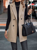 Buttoned Collared Neck Longline Vest Coat - Trendsi - Flyclothing LLC