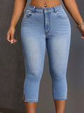 Side Slit Skinny Jeans with Pockets - Trendsi - Flyclothing LLC