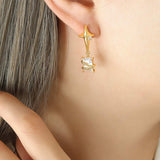 Zircon Copper Geometric Drop Earrings - Trendsi - Flyclothing LLC