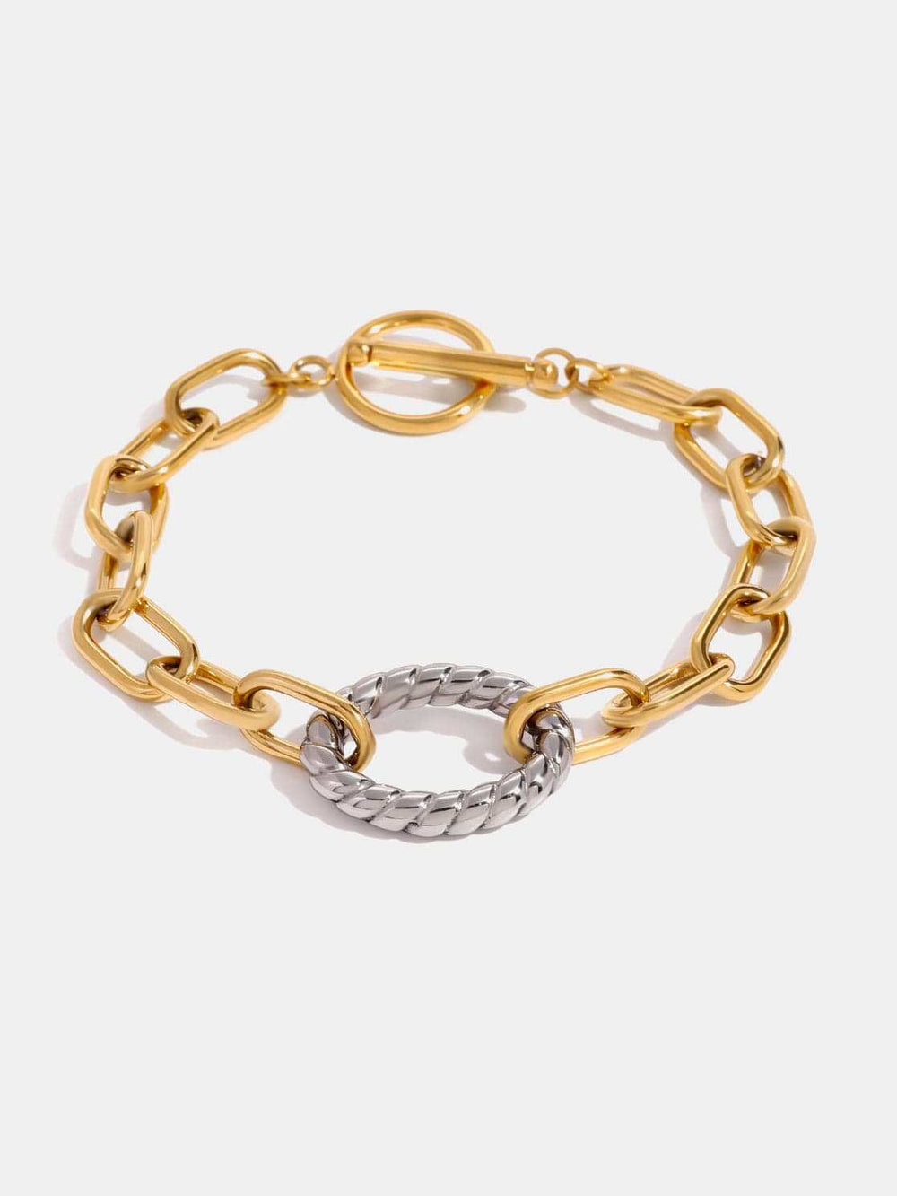 Two-Tone Stainless Steel Chain Bracelet - Trendsi - Flyclothing LLC