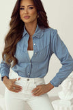 Button Up Long Sleeve Denim Top - Trendsi - Flyclothing LLC