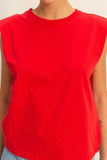 HYFVE Round Neck Shoulder Pad Sleeveless Top - Trendsi - Flyclothing LLC