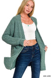 Zenana Long Sleeve Popcorn Sweater Cardigan with Pockets - Trendsi - Flyclothing LLC