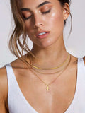 18K Gold-Plated Three-Layered Cross Necklace - Trendsi - Flyclothing LLC