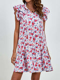 Tied Floral Cap Sleeve Mini Dress - Trendsi - Flyclothing LLC