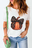 Pumpkin Round Neck Short Sleeve T-Shirt - Trendsi - Flyclothing LLC
