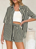 Striped Button Up Shirt and Shorts Set - Trendsi - Flyclothing LLC