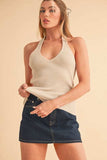 Aemi + Co Ribbed Halter Neck Cami - Trendsi - Flyclothing LLC