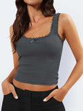 Lace Detail Square Neck Tank - Trendsi - Flyclothing LLC