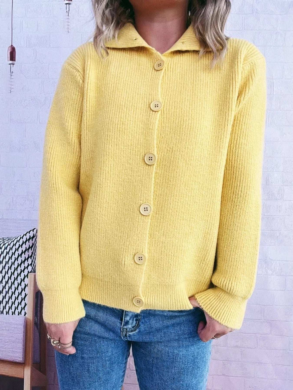 Ribbed Button-Up Cardigan - Trendsi - Flyclothing LLC